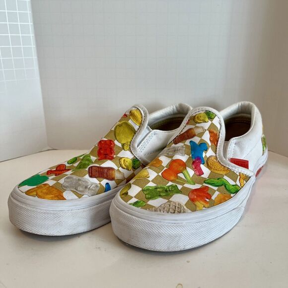 VANS X Haribo Classic Slip On Goldbears Checkerboard Multi Kids 3 Sneakers Gummy - Picture 2 of 10